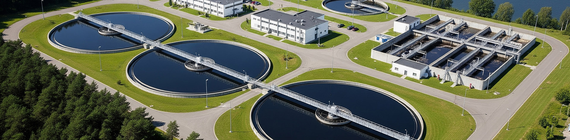 Wastewater treatment plant using ozone for wastewater cleaning.